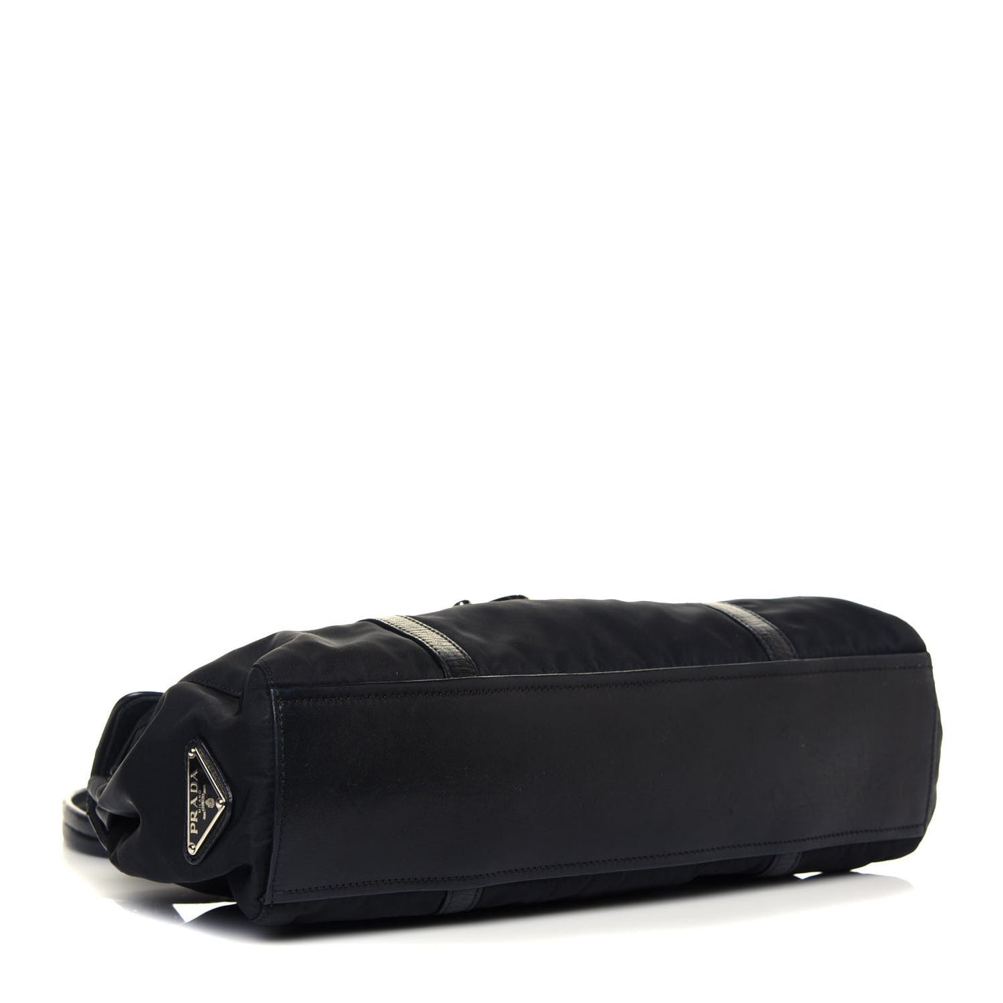 Tessuto Nylon Nappa Foldover Pushlock Satchel Black