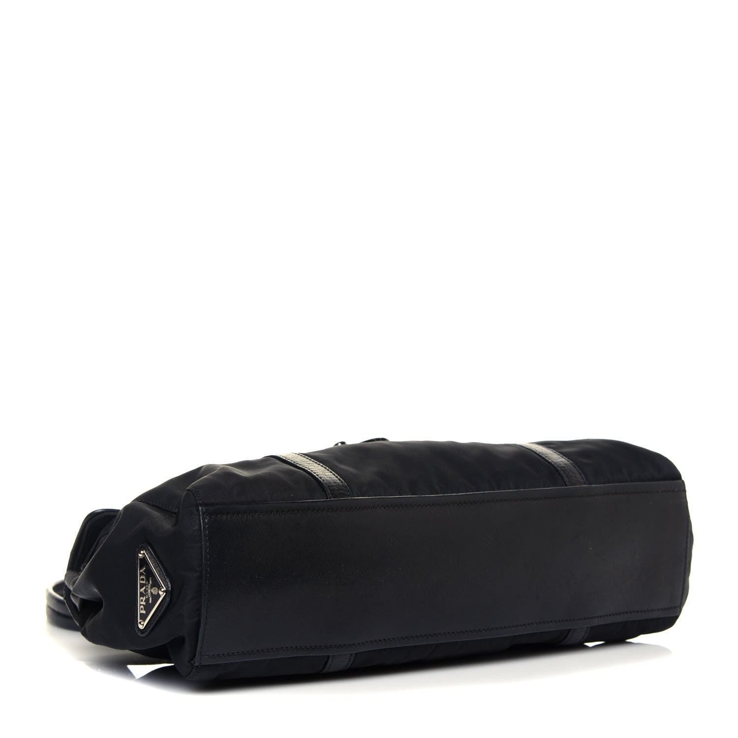 Prada Tessuto Nylon Nappa Foldover Pushlock Satchel Black 6 of 14