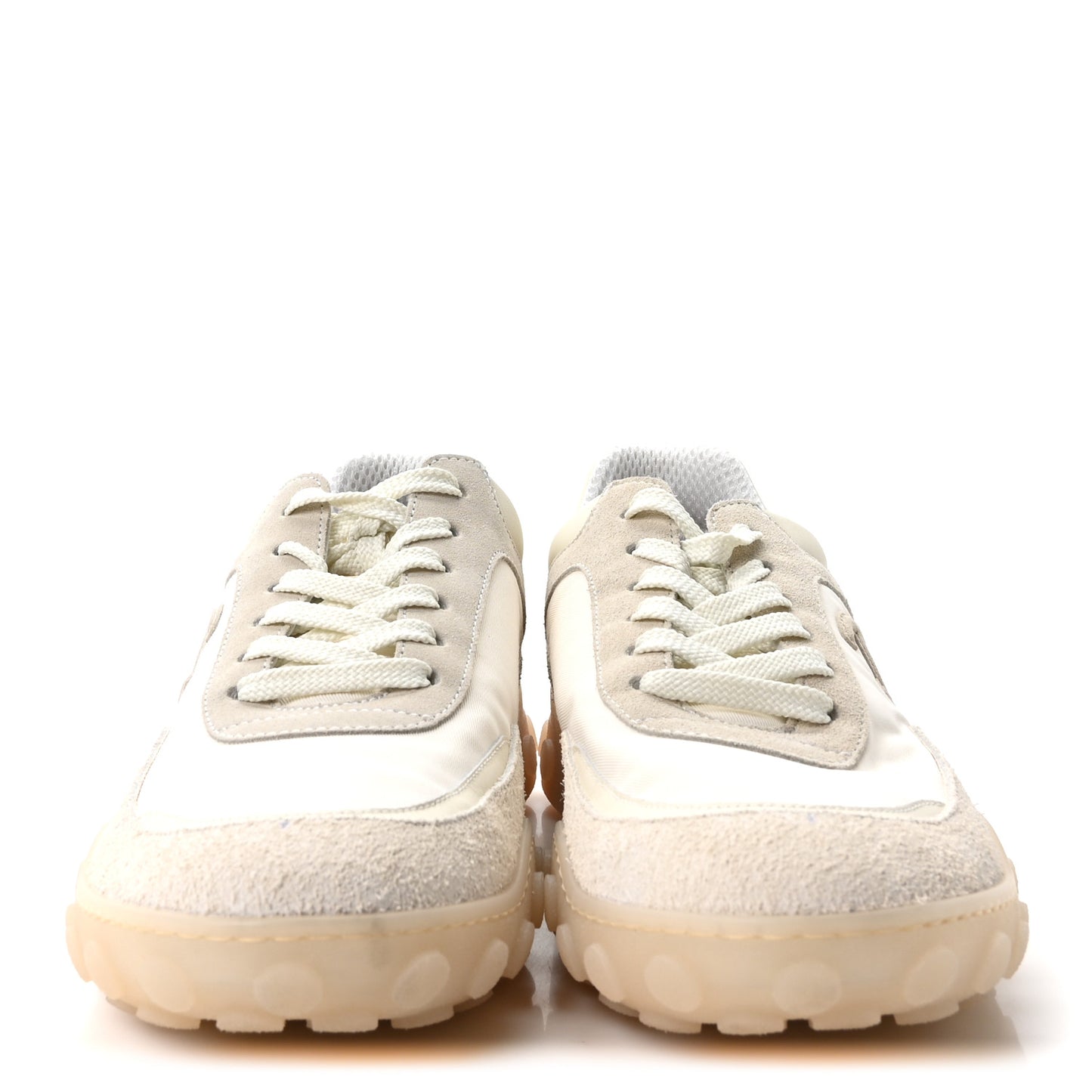 Mixed Fibers Suede Calfskin Womens CC Sneakers 41 Ivory