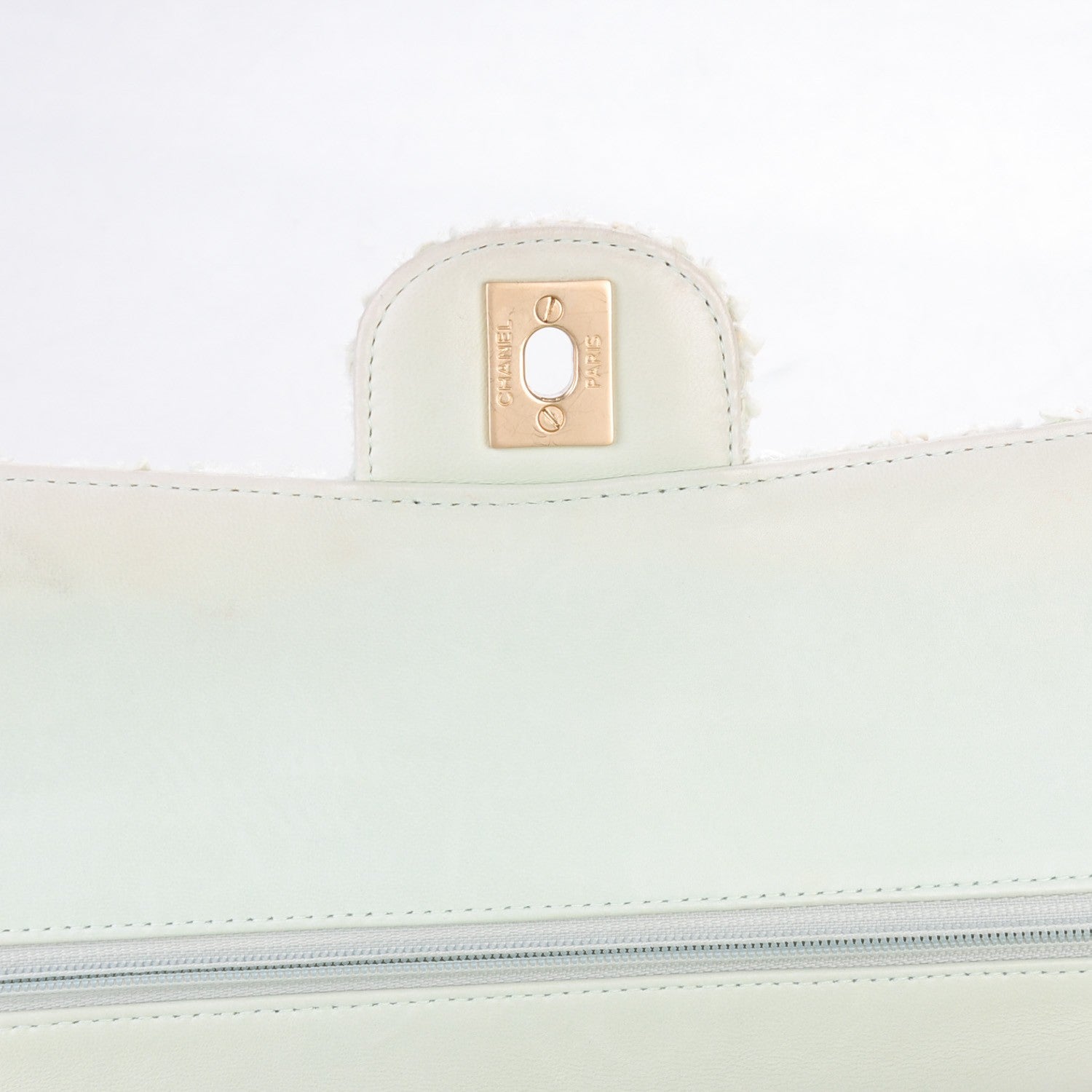 Chanel Tweed Quilted Medium Double Flap Light Turquoise 8 of 11
