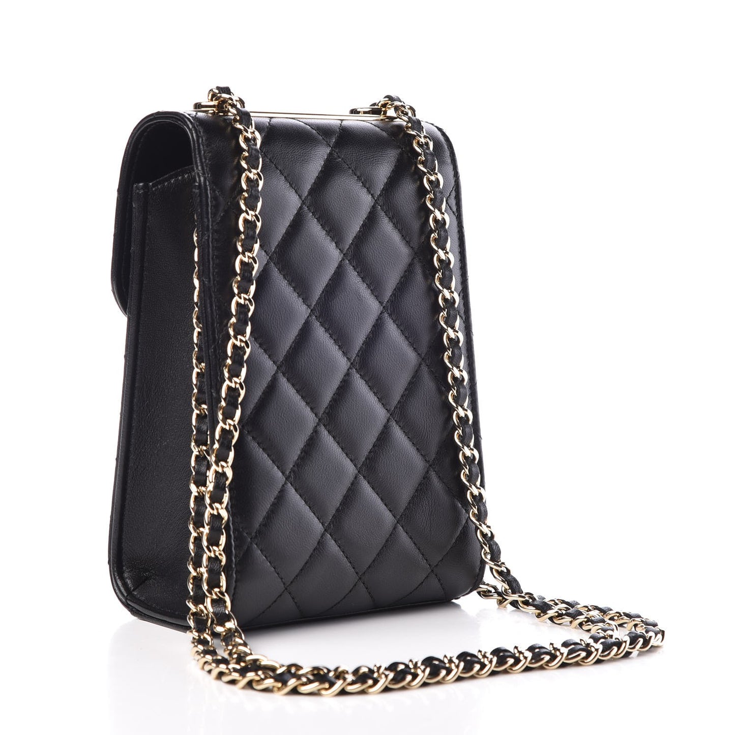 Lambskin Quilted Trendy CC Phone Holder Black
