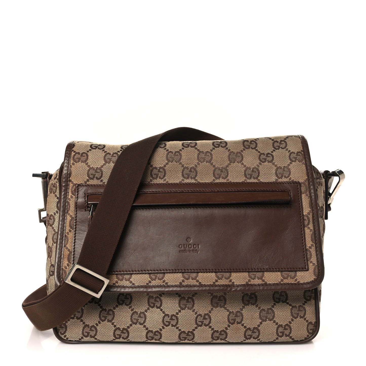 Monogram Flap Pocket Messenger Bag Beige Dark Brown