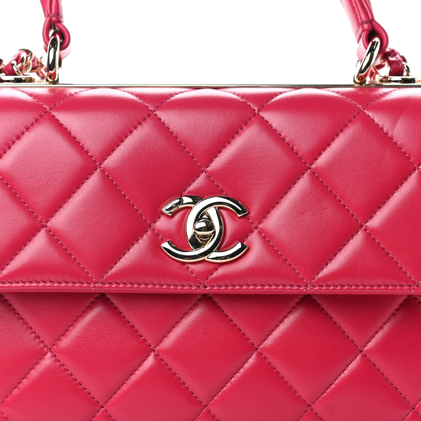 Lambskin Quilted Small Trendy CC Flap Dual Handle Bag Pink