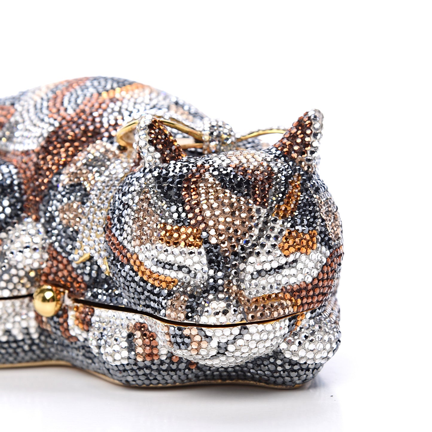 Swarovski Crystal Sleeping Cat Minaudiere Clutch Multicolor
