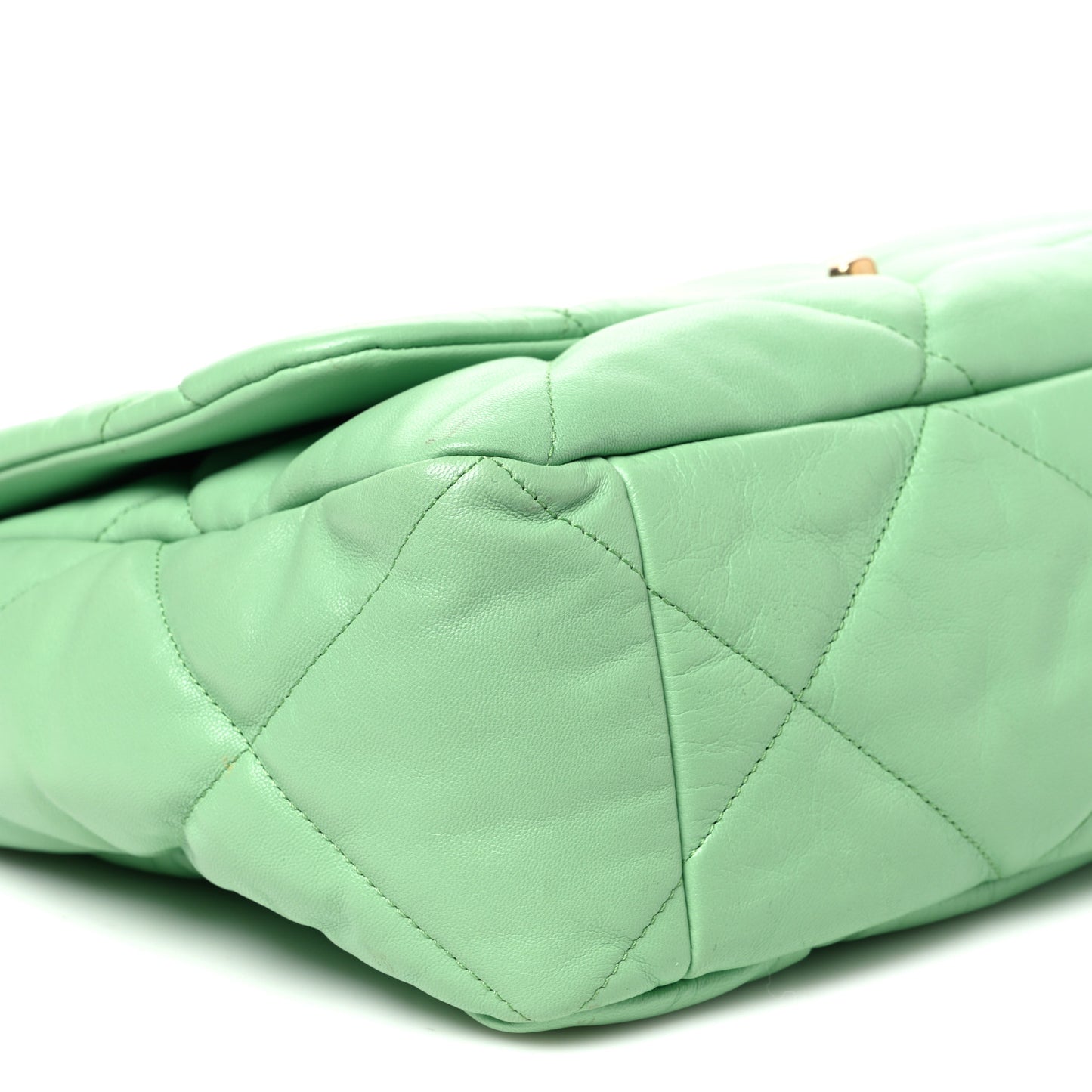 Lambskin Quilted Maxi Chanel 19 Flap Light Green