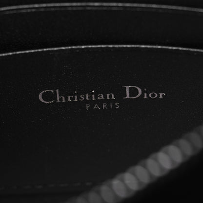 Christian Dior Calfskin Macrocannage Diamond Caro Zipped Pouch With Chain Black 6 of 9