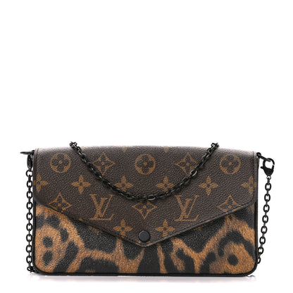 Louis Vuitton Monogram Animal Print Pochette Felicie Chain Wallet 1 of 15