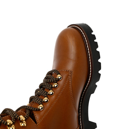 Louis Vuitton Calfskin Shearling Territory Ranger Combat Boots 37.5 Cognac 10 of 12