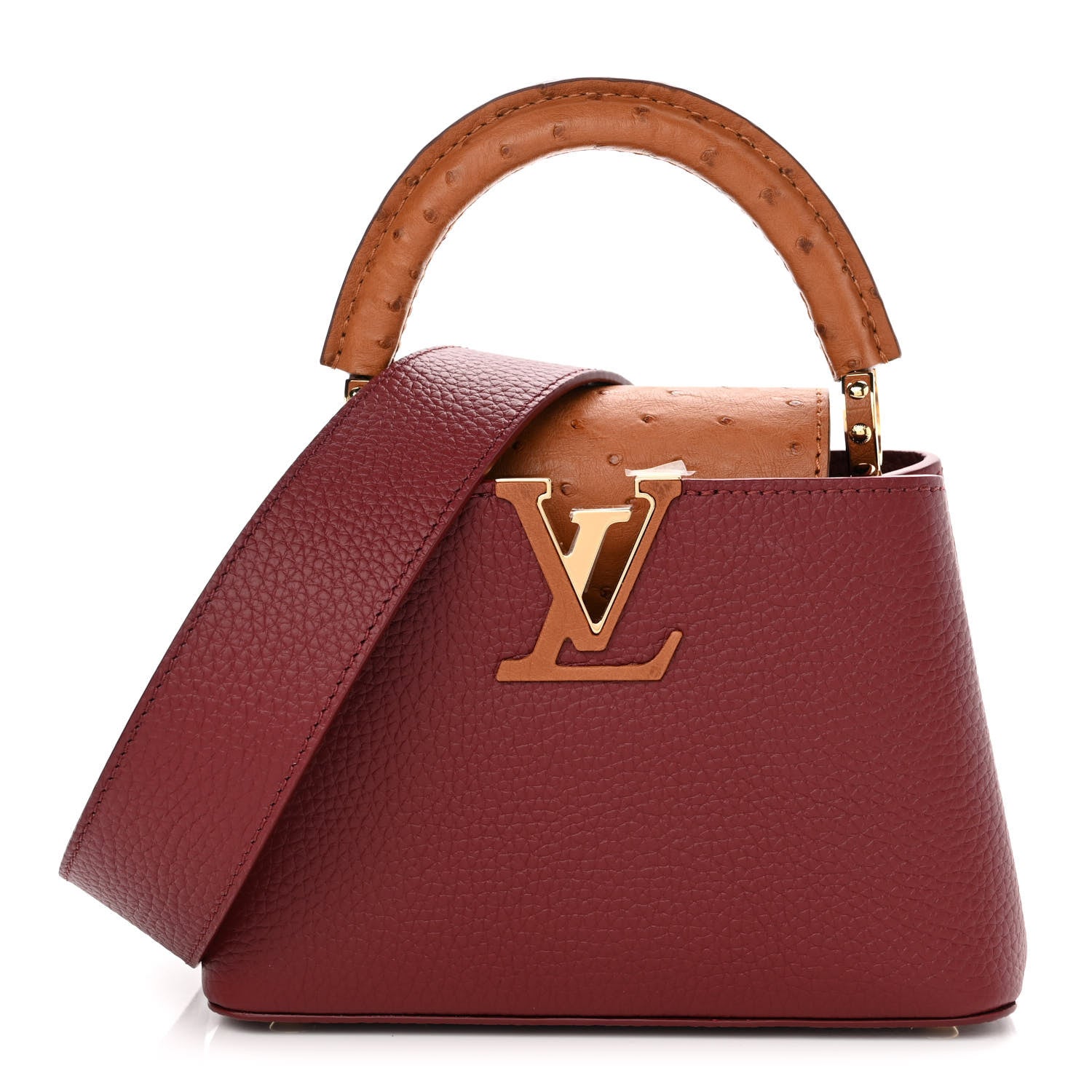 Louis Vuitton Taurillon Ostrich Mini Capucines Griotte Red Honey