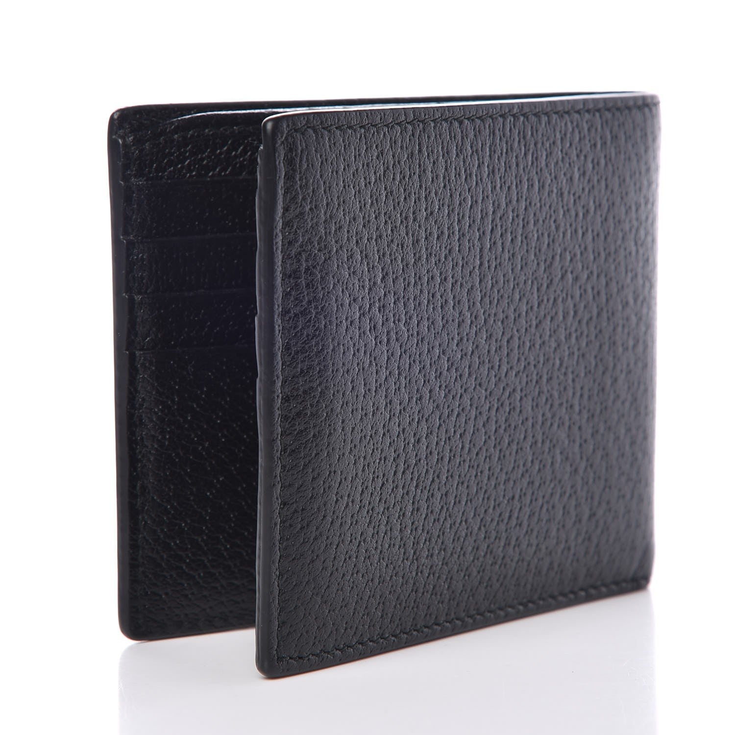 Gucci Calfskin Boar Effect GG Marmont Bi-Fold Wallet Black 3 of 9