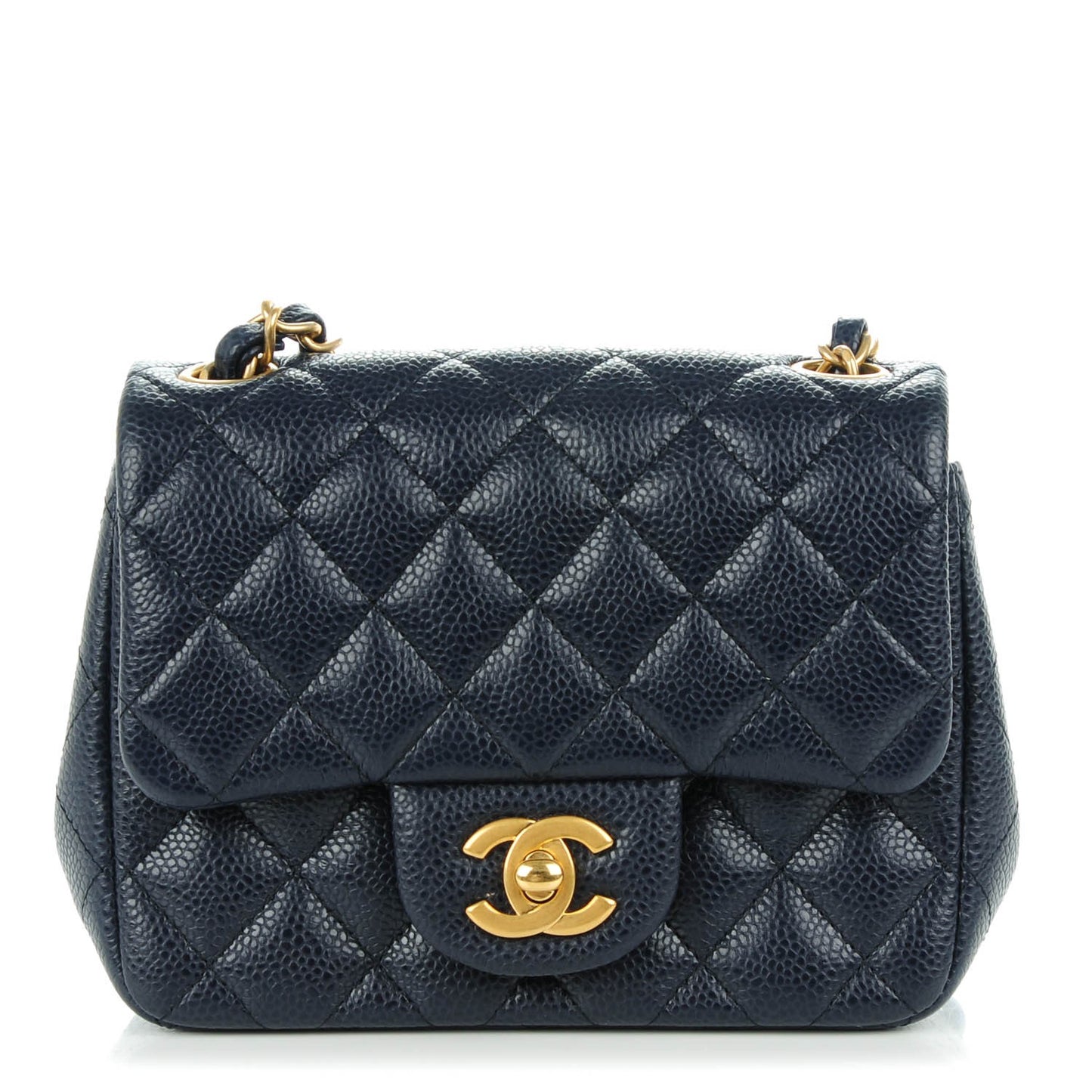 Caviar Quilted Mini Square Flap Navy