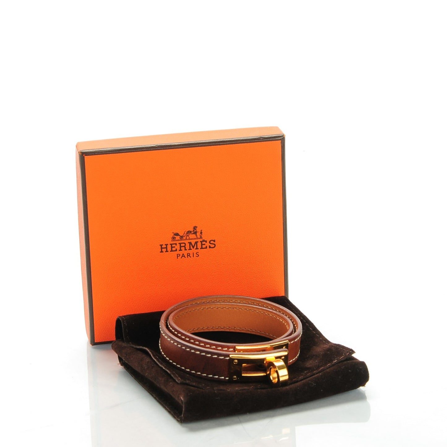 Natural Barenia Kelly Double Tour Bracelet Medium