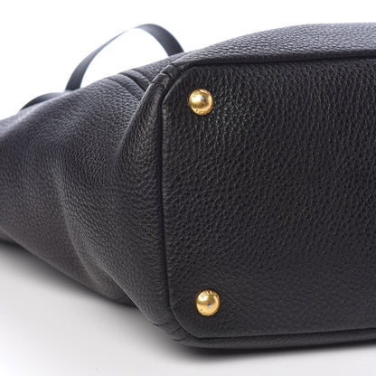 Prada Vitello Daino Side Pocket Tote Black 5 of 10