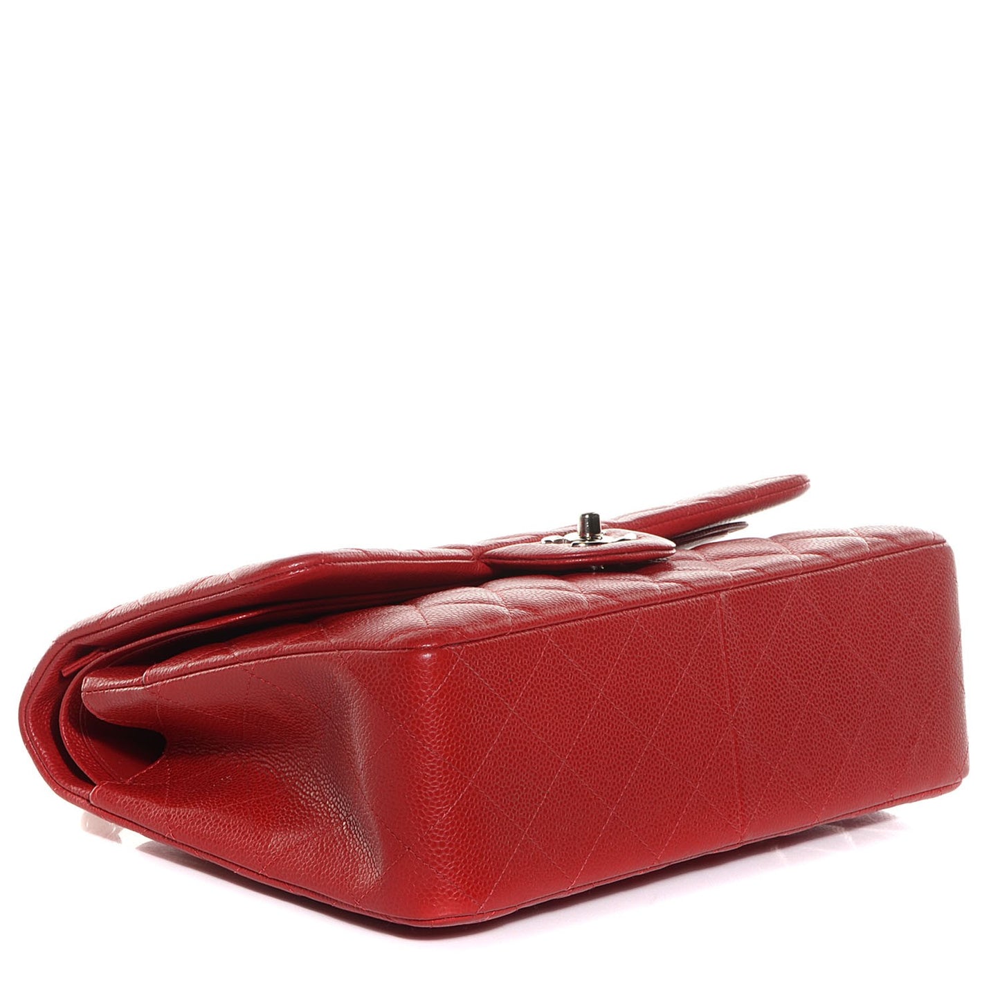 Caviar Quilted Jumbo Double Flap Dark Red