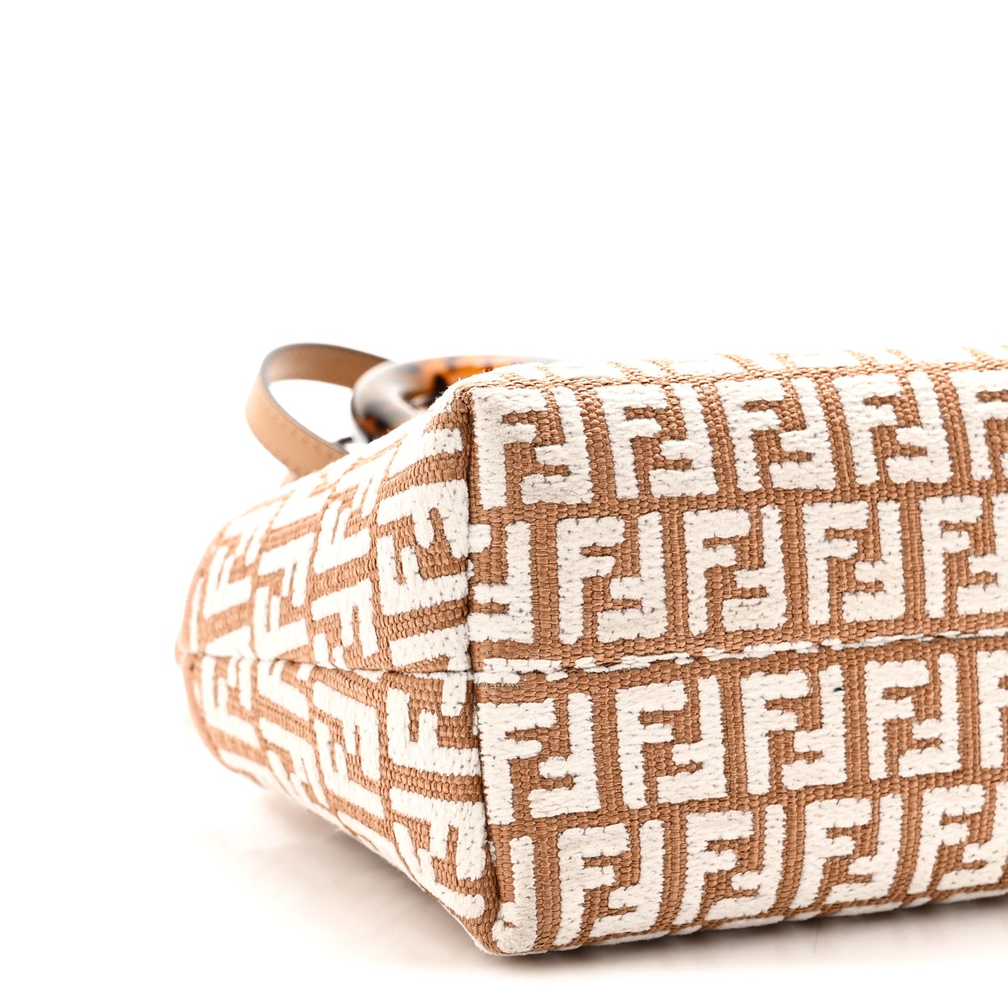 Raffia Chenille Vitello King Plexiglass Micro FF Mini By The Way Top Handle Boston Bag Naturale White