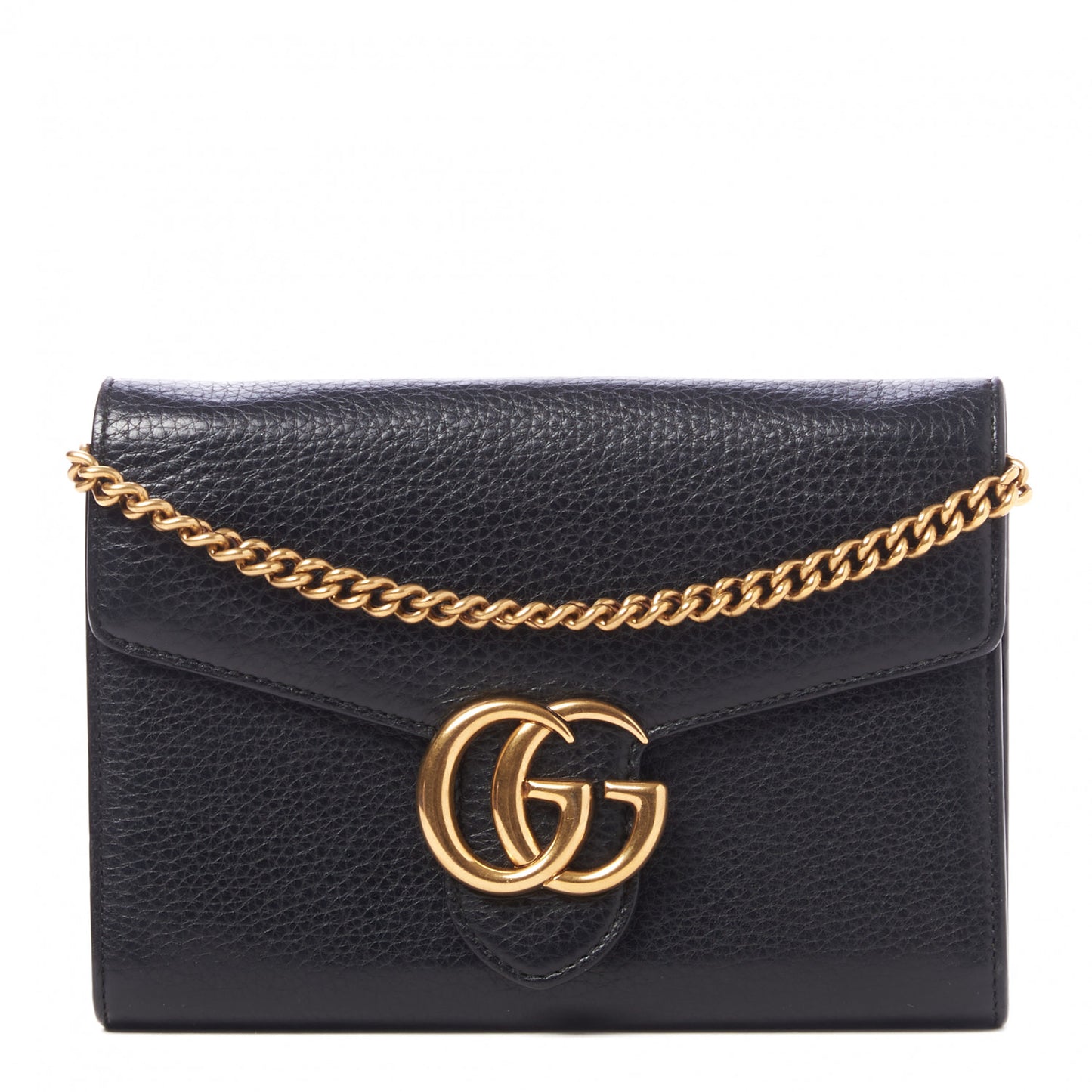 Calfskin GG Marmont Chain Wallet Black