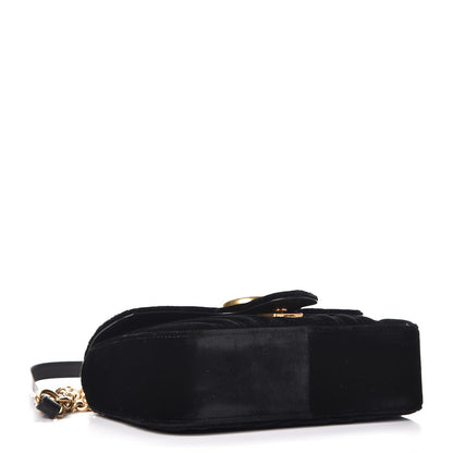 Gucci Velvet Matelasse Mini GG Marmont Shoulder Bag Black 4 of 8