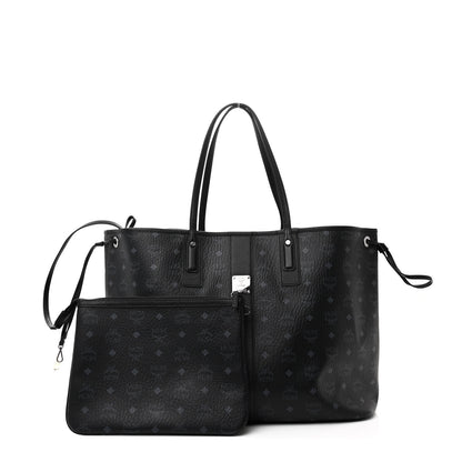 MCM Visetos Large Liz Reversible Shopper Tote Black 3 of 11