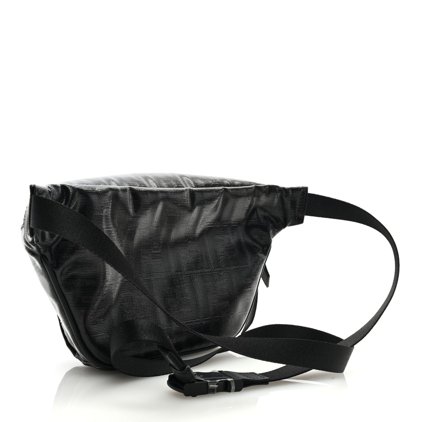 Glazed Fabric Vitello Century FF 1974 Stamp Patch Pocket Belt Bag Black