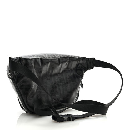 Fendi Glazed Fabric Vitello Century FF 1974 Stamp Patch Pocket Belt Bag Black 3 of 9