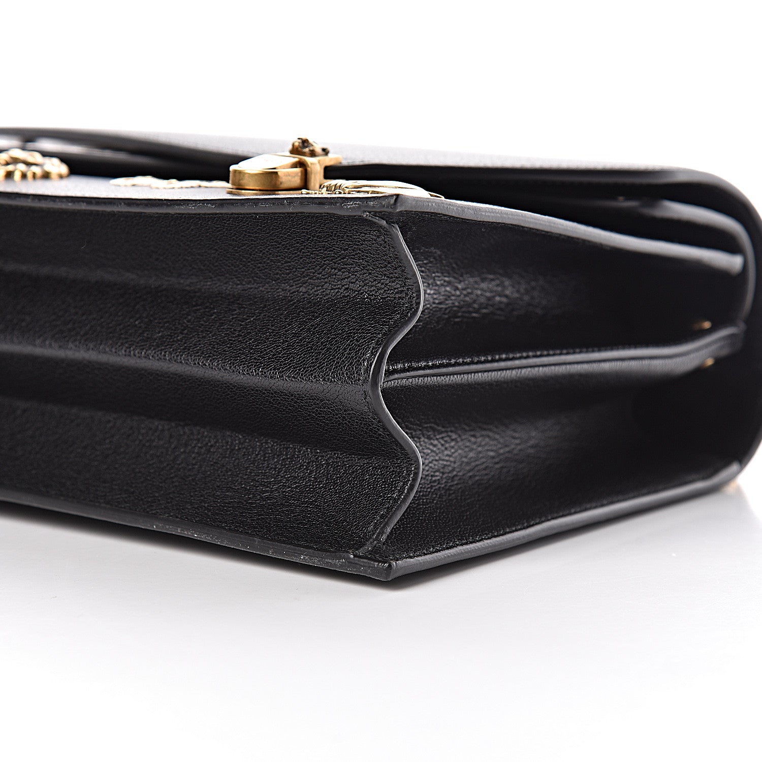 Gucci Calfskin Snakeskin Studded Medium Ottilia Top Handle Bag Black 10 of 18