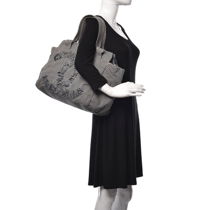 Chanel Canvas Sequin Stripe CC Tote Blue 2 of 22