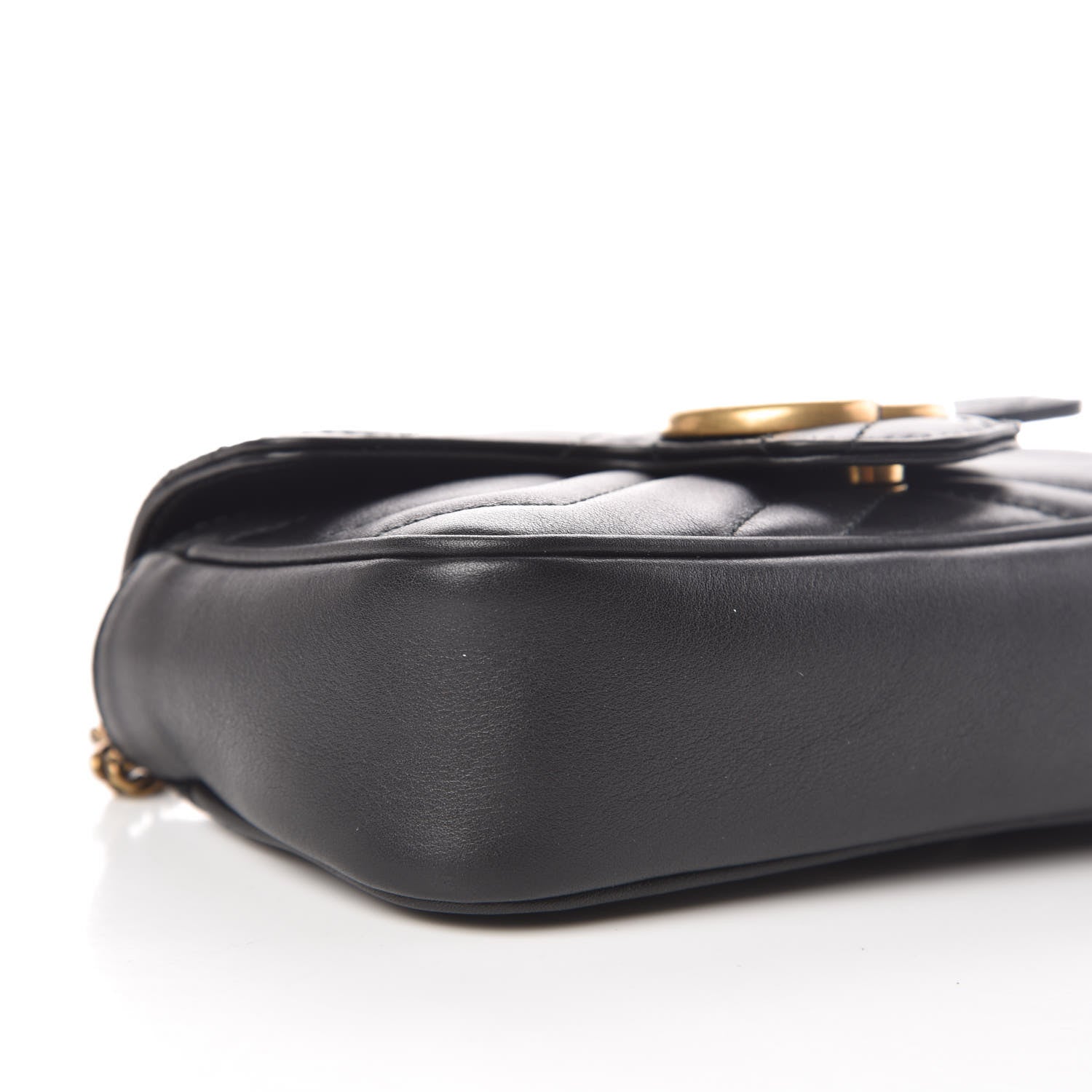 Gucci Calfskin Matelasse Super Mini GG Marmont Shoulder Bag Black 9 of 10