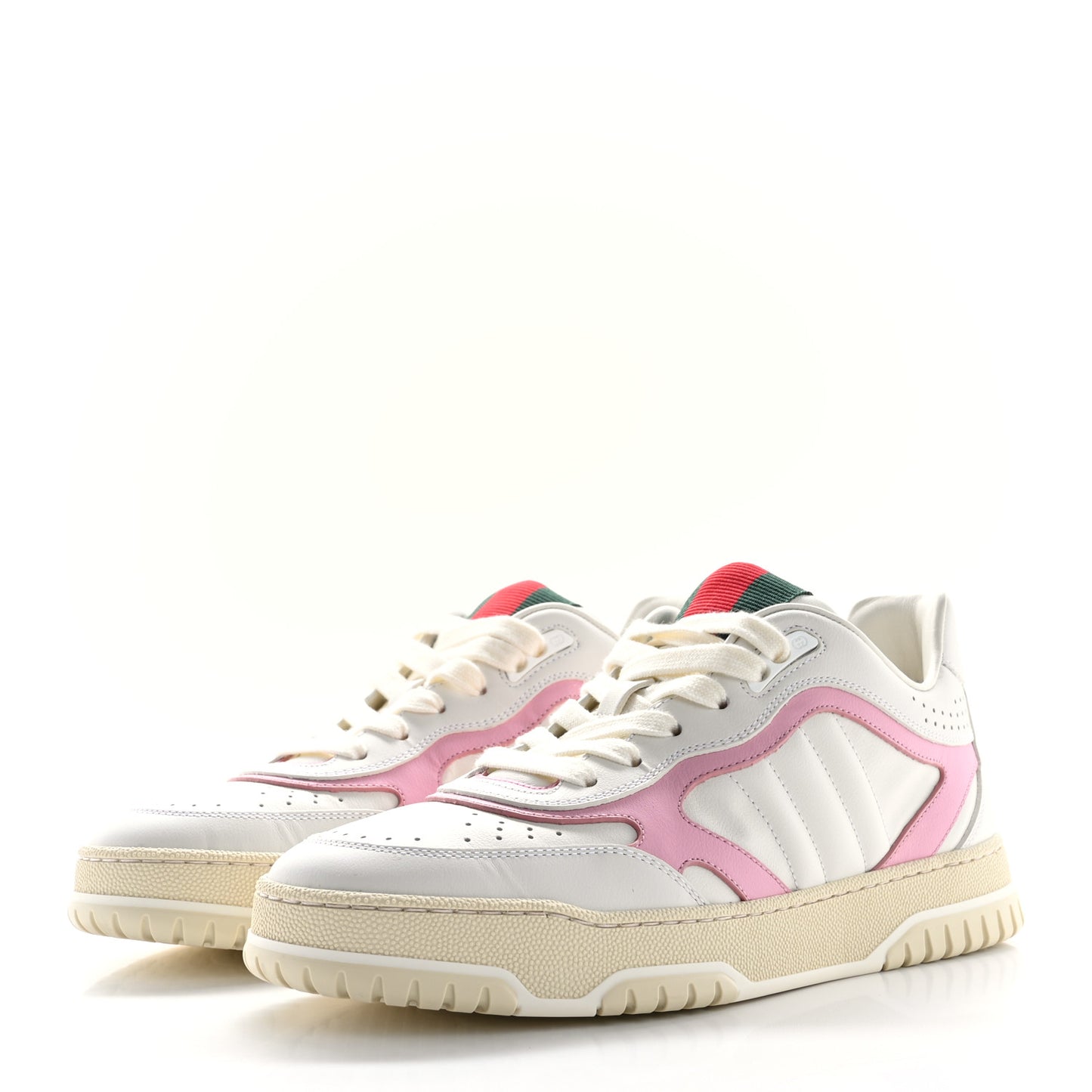 Calfskin Womens Re-Web Sneakers 39 White Pink