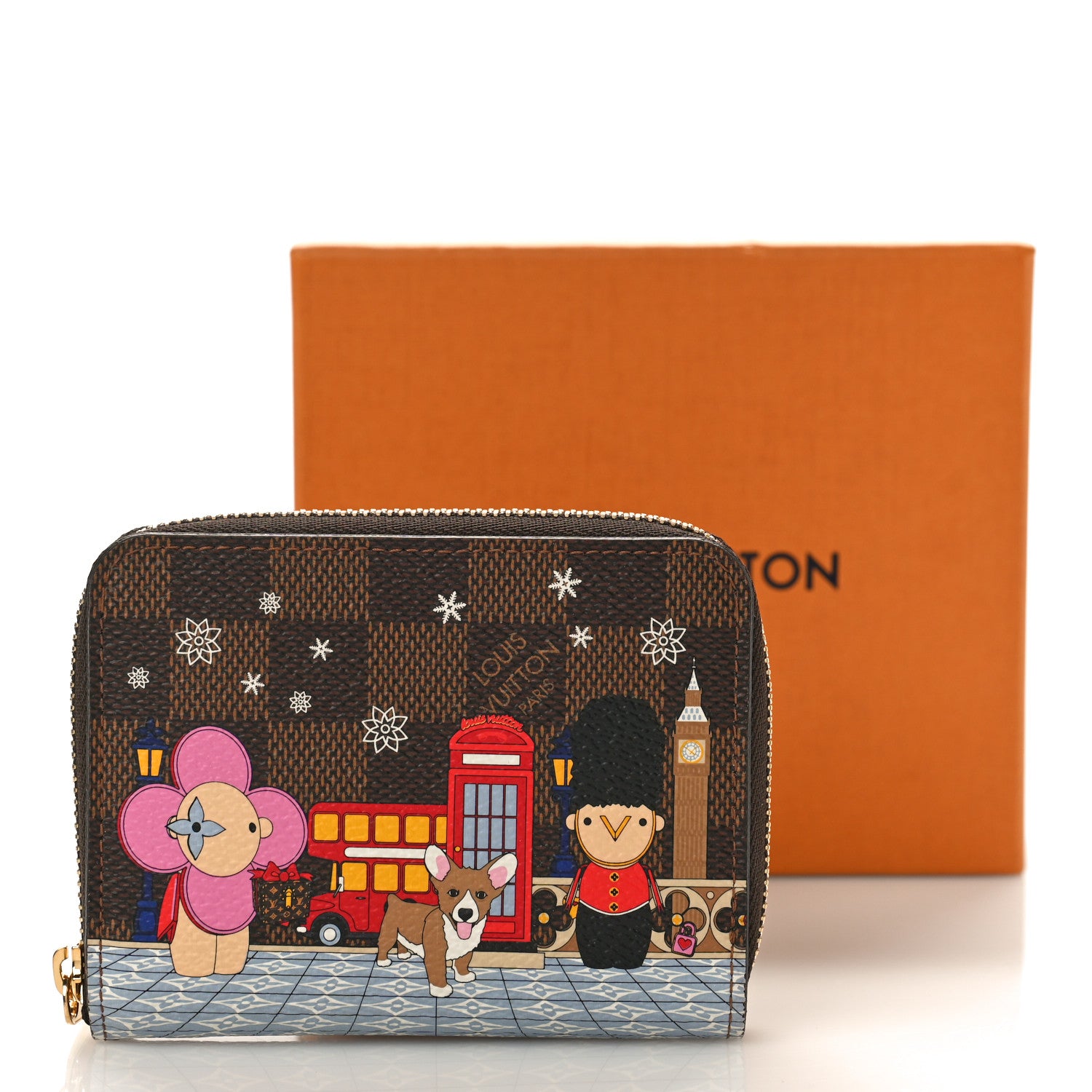 Louis Vuitton Damier Ebene 2021 Christmas Animation London Zippy Coin Purse Red 9 of 9