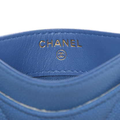 Chanel Caviar Chevron Quilted Card Holder Blue 6 of 9