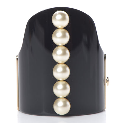 Chanel Resin Pearl CC Cuff Black 3 of 7