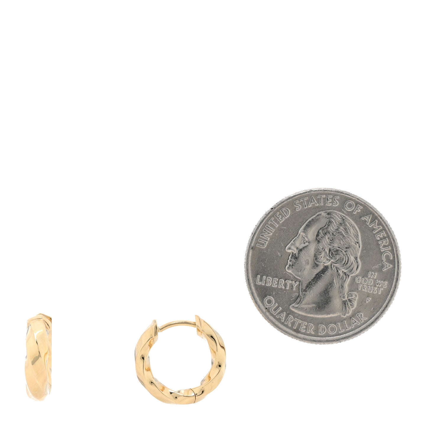 Yellow Gold Cable Edge Huggie Hoop Earrings