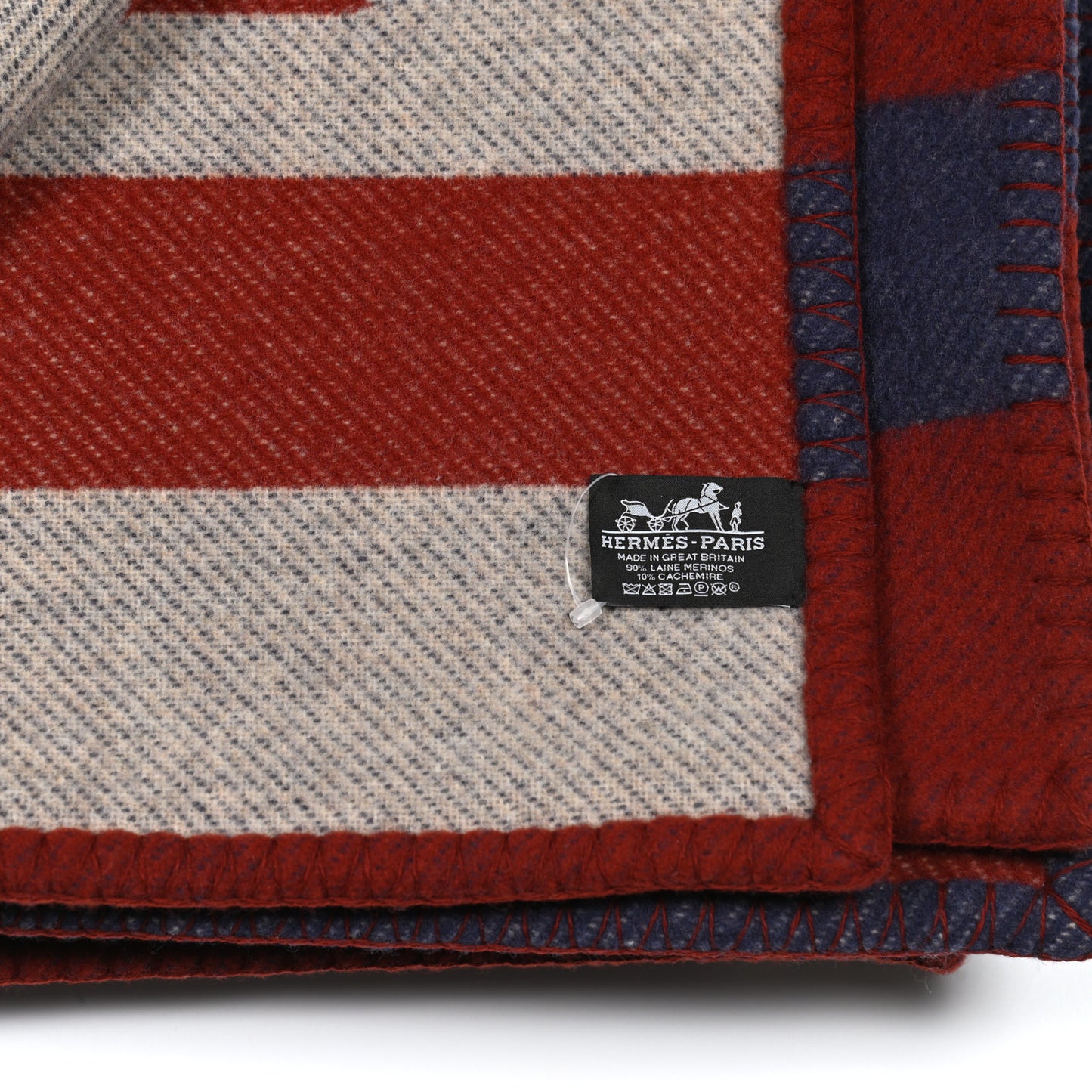 Cashmere Wool Brandebourgs Blanket Marine Carmin