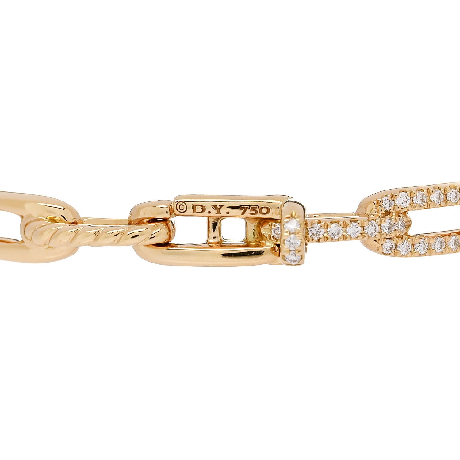David Yurman 18K Yellow Gold Diamond 4mm Stax Chain Link Bracelet 3 of 4