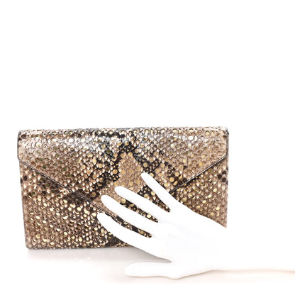 Alaia Snakeskin Laser Cut Envelope Clutch Beige Gold 2 of 8
