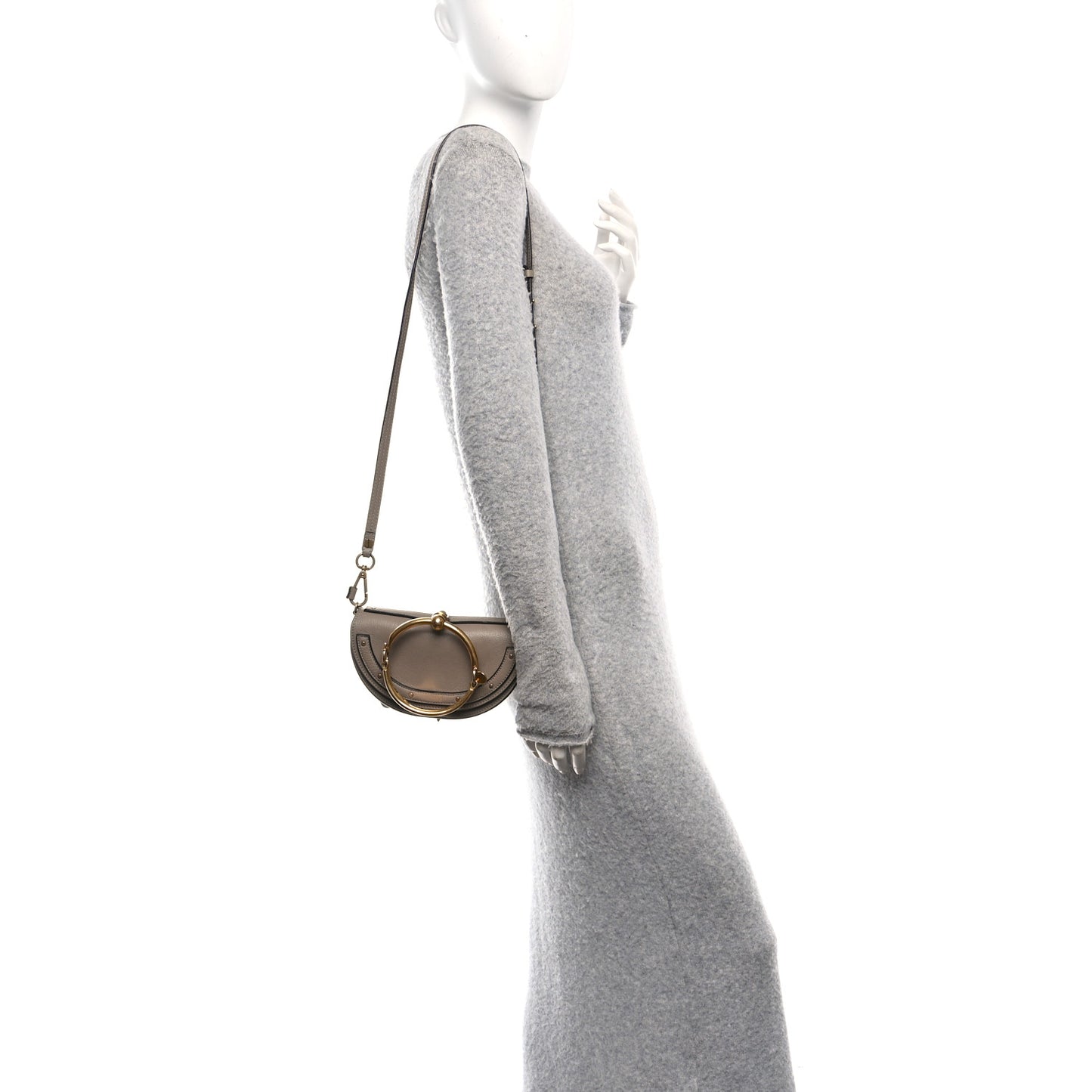 Calfskin Small Nile Bracelet Minaudiere Bag Motty Grey