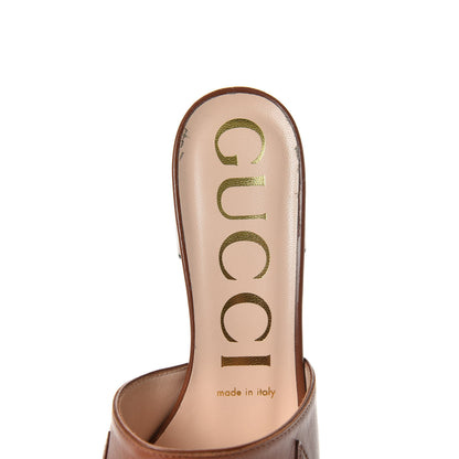 Gucci Malaga Kid Zumi Mid Heel Slide Sandals 37 Brown Papaya 8 of 10