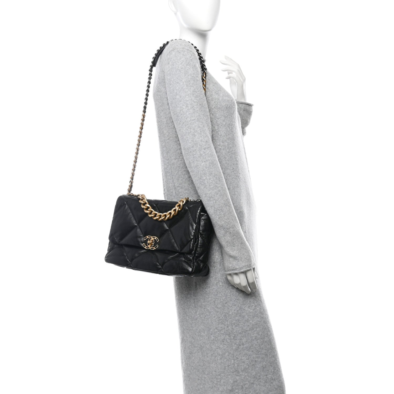 Chanel Goatskin Quilted Large Chanel 19 Flap Black 2 of 10