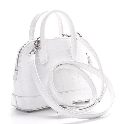 Balenciaga Calfskin Crocodile Embossed XXS Ville Top Handle Bag White Black 2 of 12