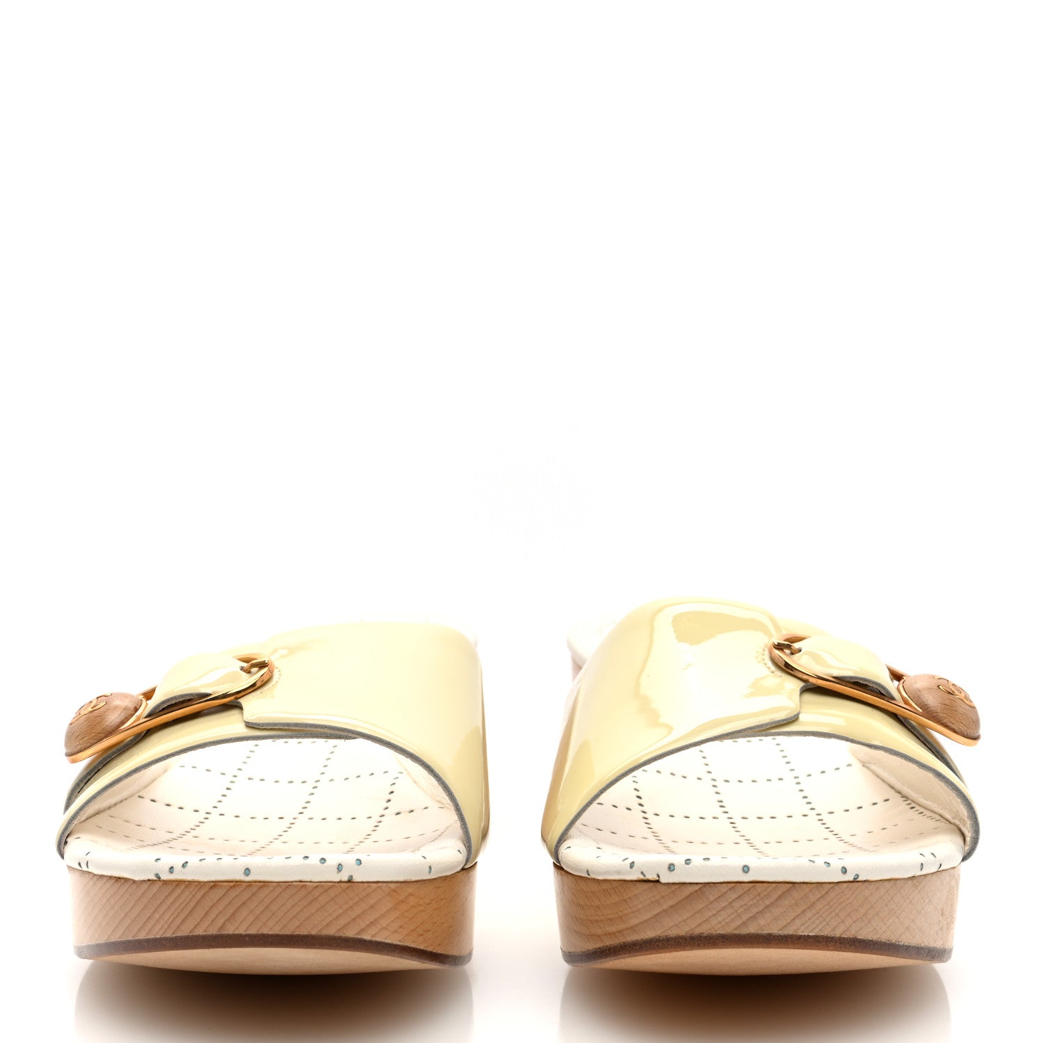 Chanel Patent Calfskin Wood CC Mules 40 Off White 3 of 9