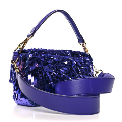 Fendi Sequin Paillettes Shiny Nappa Sex and the City Baguette Viola Purple Rain 2 of 12