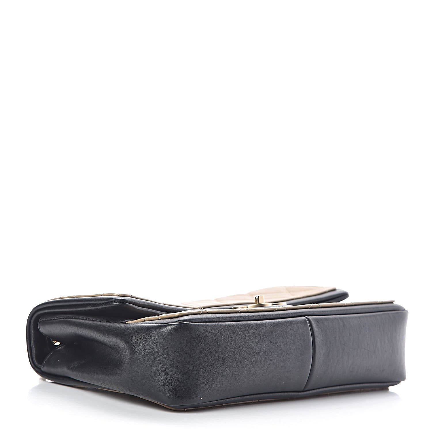 Chanel Calfskin Quilted Medium Graphic Flap Beige Black 4 of 17