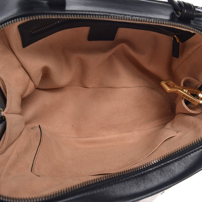 Gucci Calfskin Matelasse Sylvie Web Small GG Marmont Top Handle Shoulder Bag Black 5 of 9
