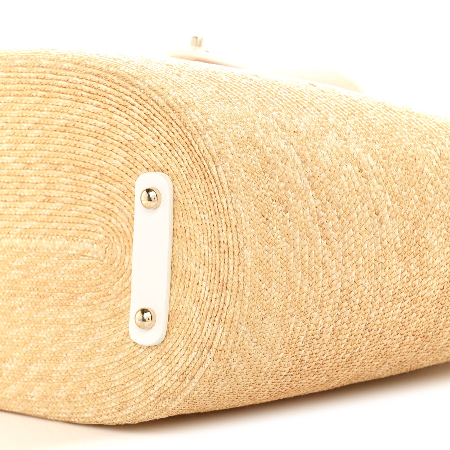 Chanel Raffia Braided Lambskin Large Wicker Tote Beige White 11 of 11
