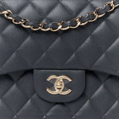 Chanel Caviar Quilted Jumbo Double Flap Dark Grey 9 of 11
