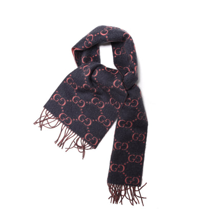 Gucci Wool Alpaca GG Monogram Lady Big GG Rock Scarf Graphite Pink 1 of 4