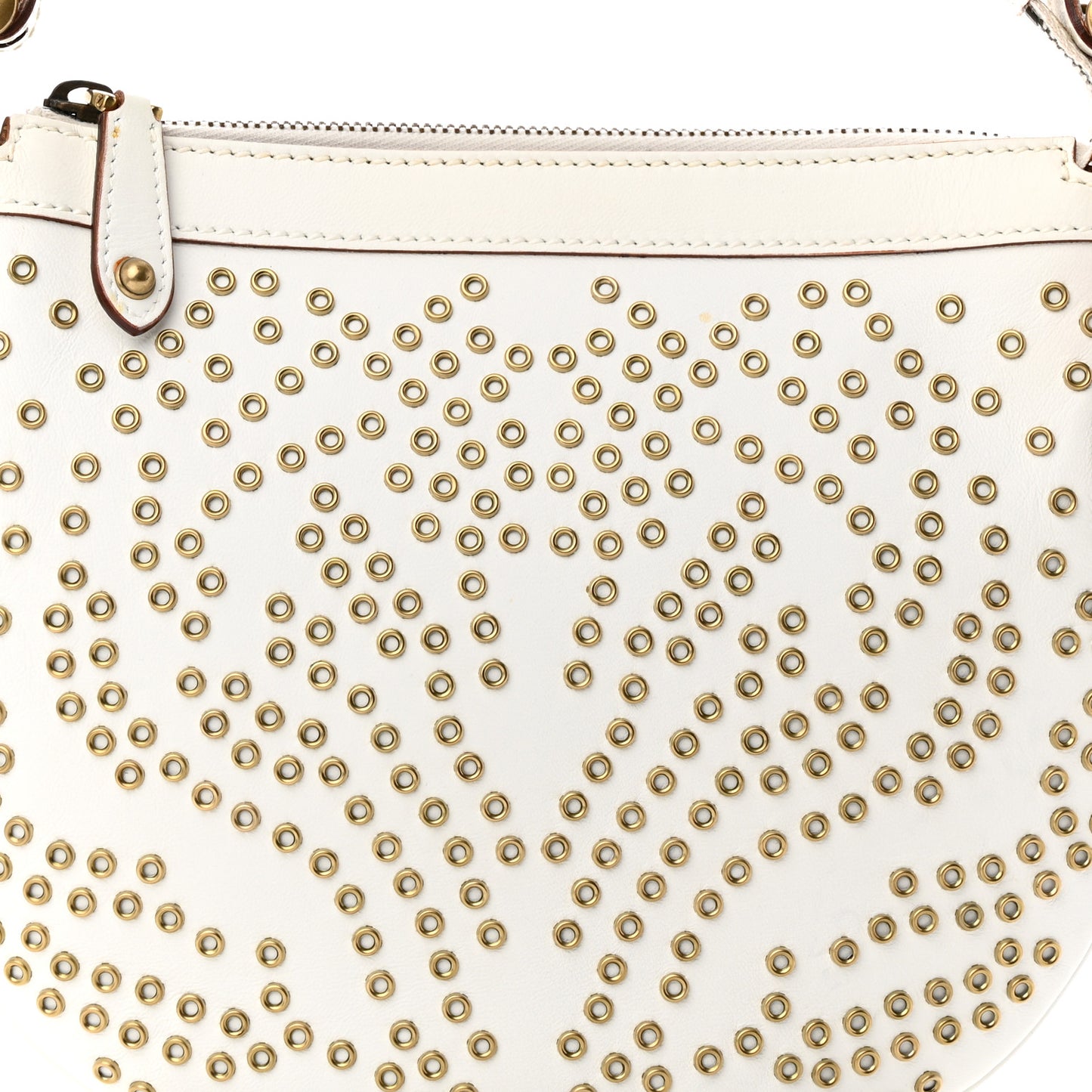 Calfskin Studded Small Pelham Shoulder Bag White