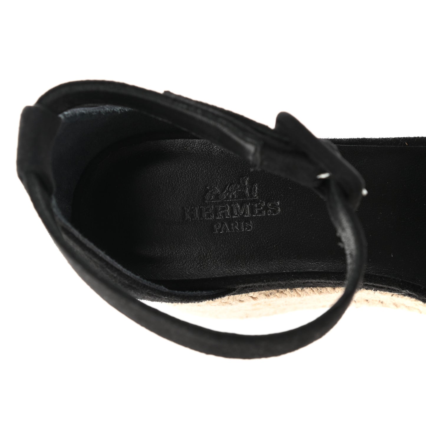 Suede Elda Espadrille Wedge Sandals 35 Black