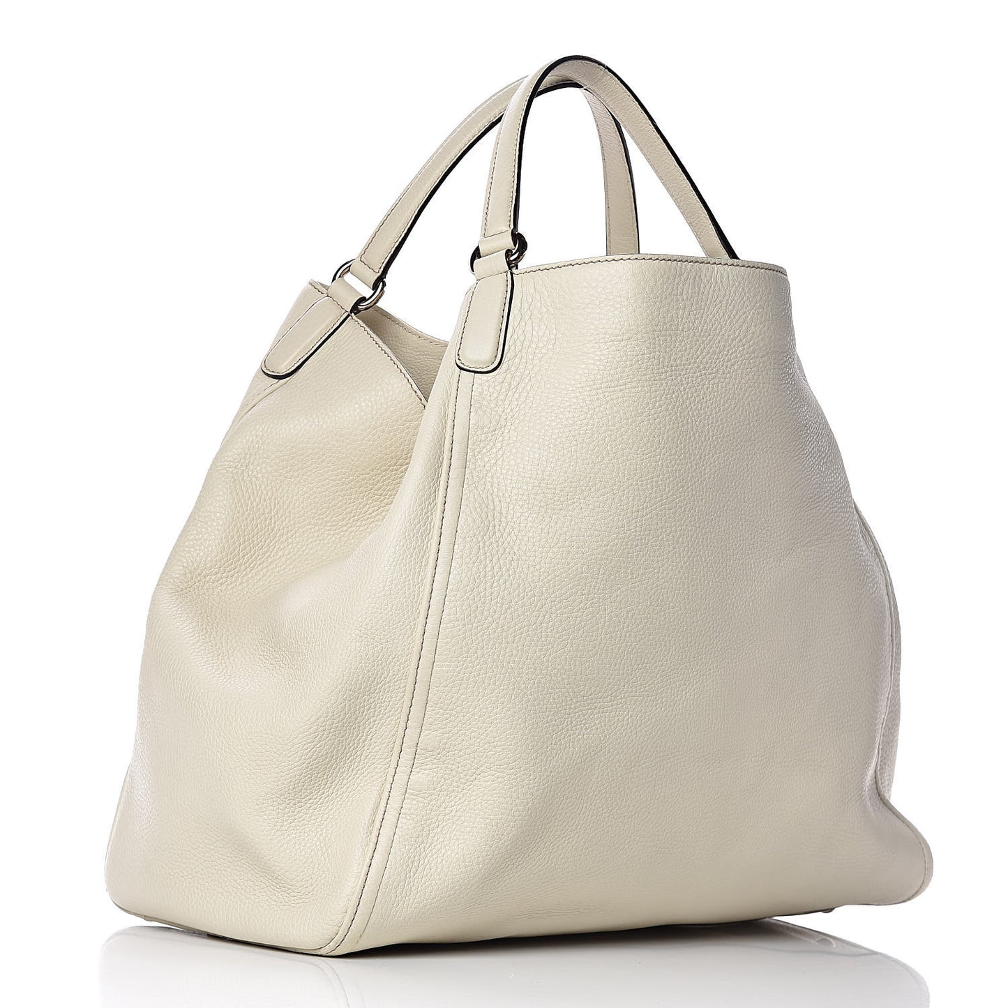Pebbled Calfskin Large Soho Shoulder Bag Off White