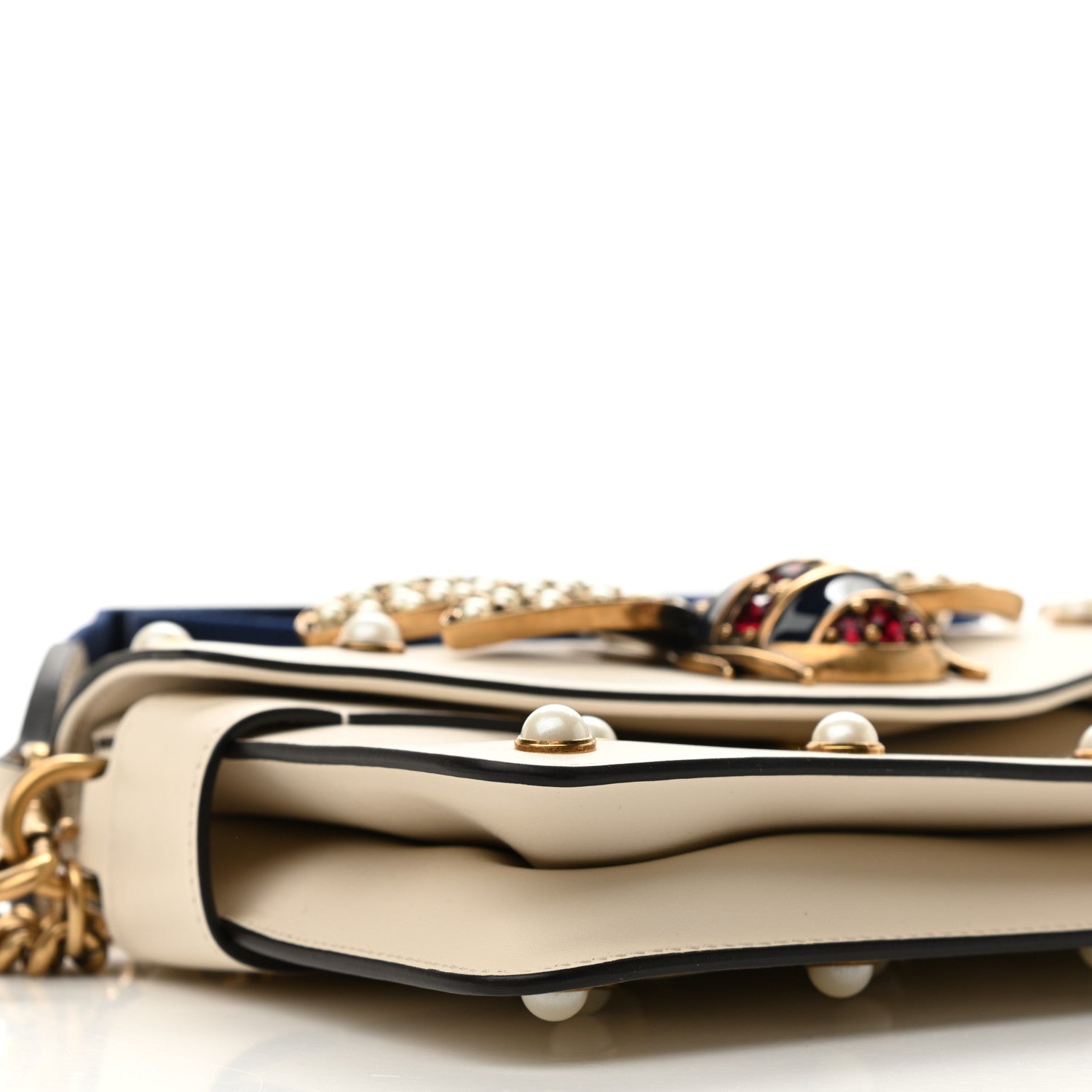 Gucci Nappa Pearl Studded Mini Queen Margaret Broadway Shoulder Bag Mystic White 9 of 11